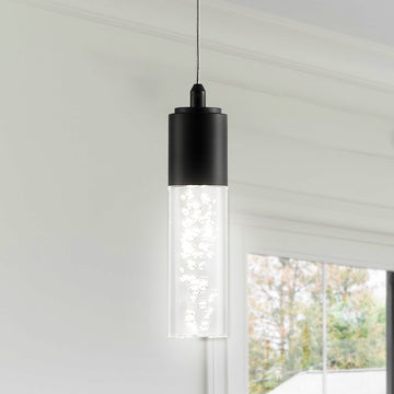 Bolha 4.75" Bubble Acrylic/Iron Modern Minimalist Integrated LED Pendant - JONATHAN Y